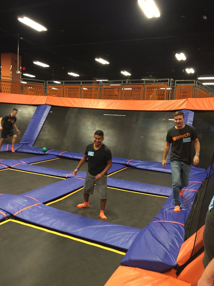 intechusa's tweet photo. A few shots from the Sky Zone team event in New Jersey. Looks fun, guys! #intechorange https://t.co/PdX511BJSg
