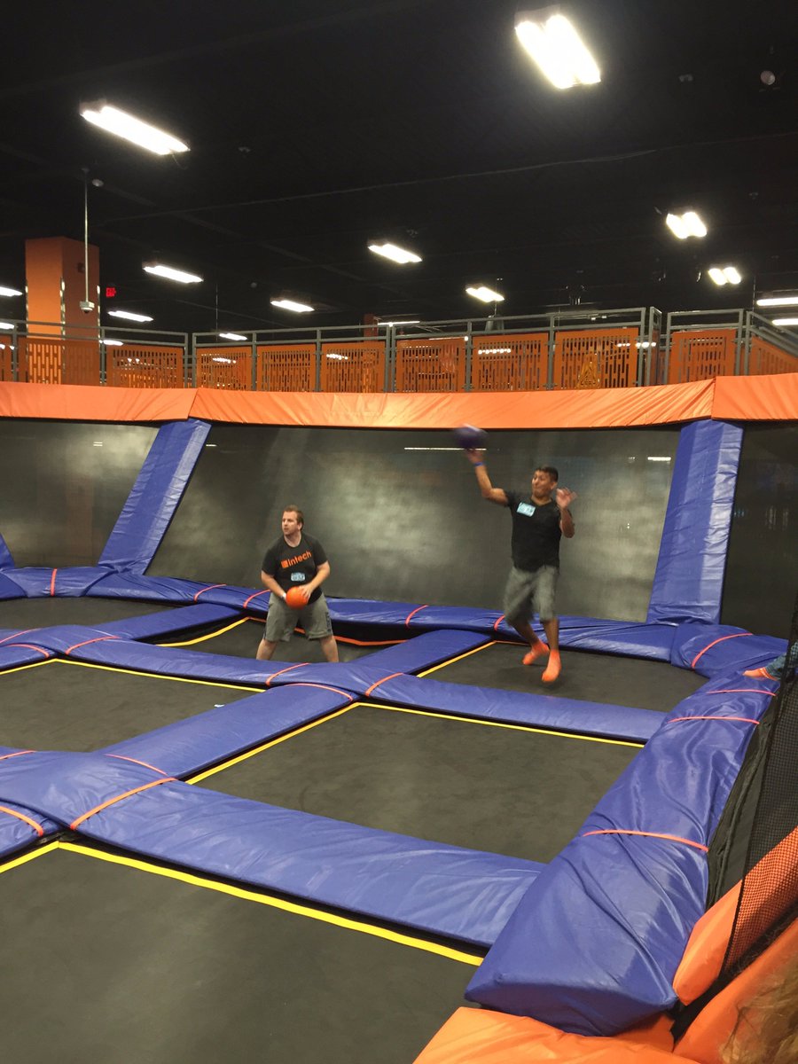 intechusa's tweet photo. A few shots from the Sky Zone team event in New Jersey. Looks fun, guys! #intechorange https://t.co/PdX511BJSg