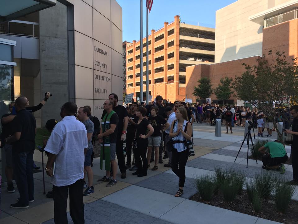 Wow! Line of residents in Durham, NC attempting to turn themselves in for 'crime' of removing Confederate Monuments 

(photo Katina Parker)