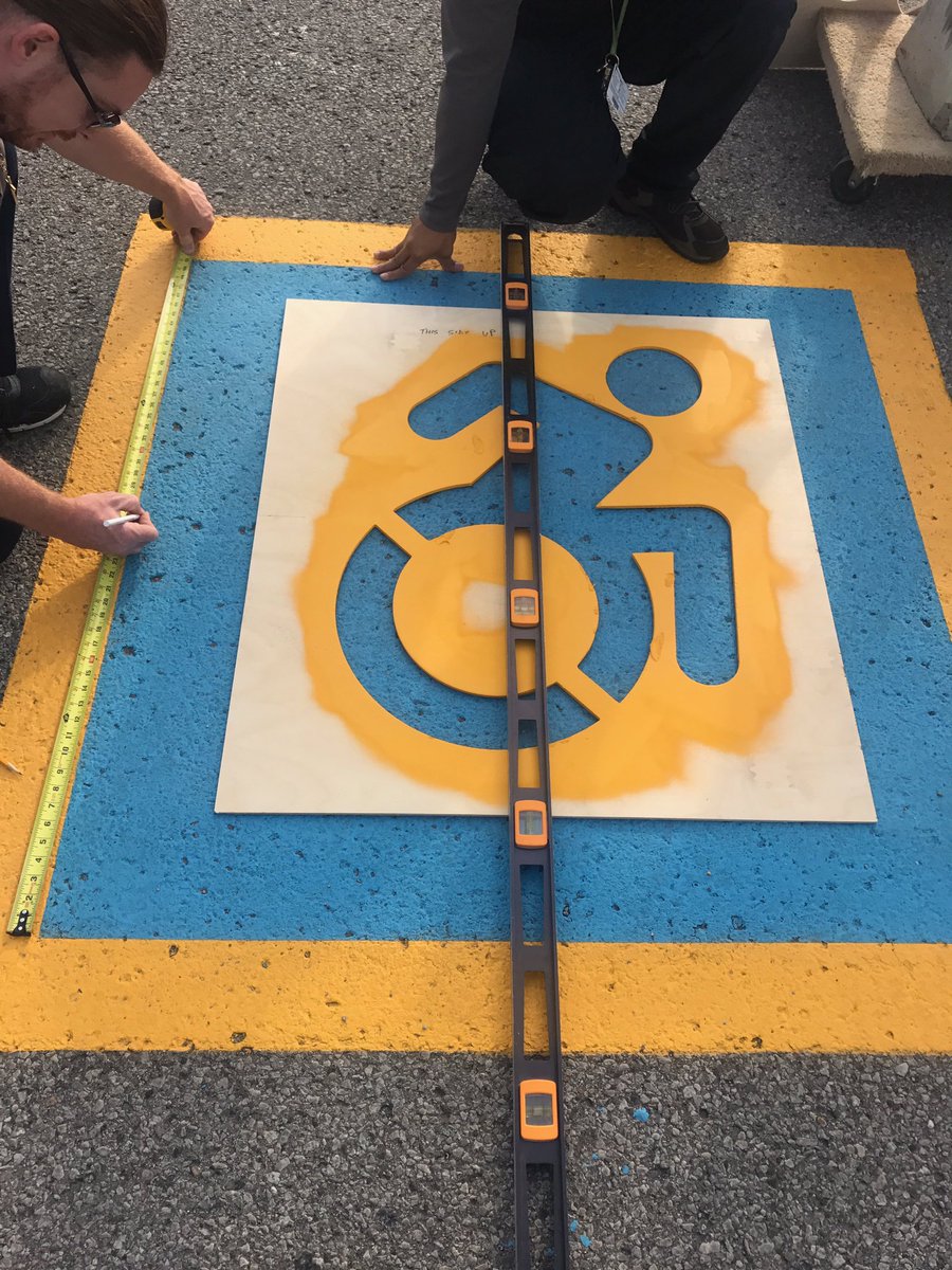 HBKidsHospital's tweet photo. Getting reading for our parking spot painting party with the new accessibility symbol! @TheForwardMove https://t.co/8daNwvS8aL