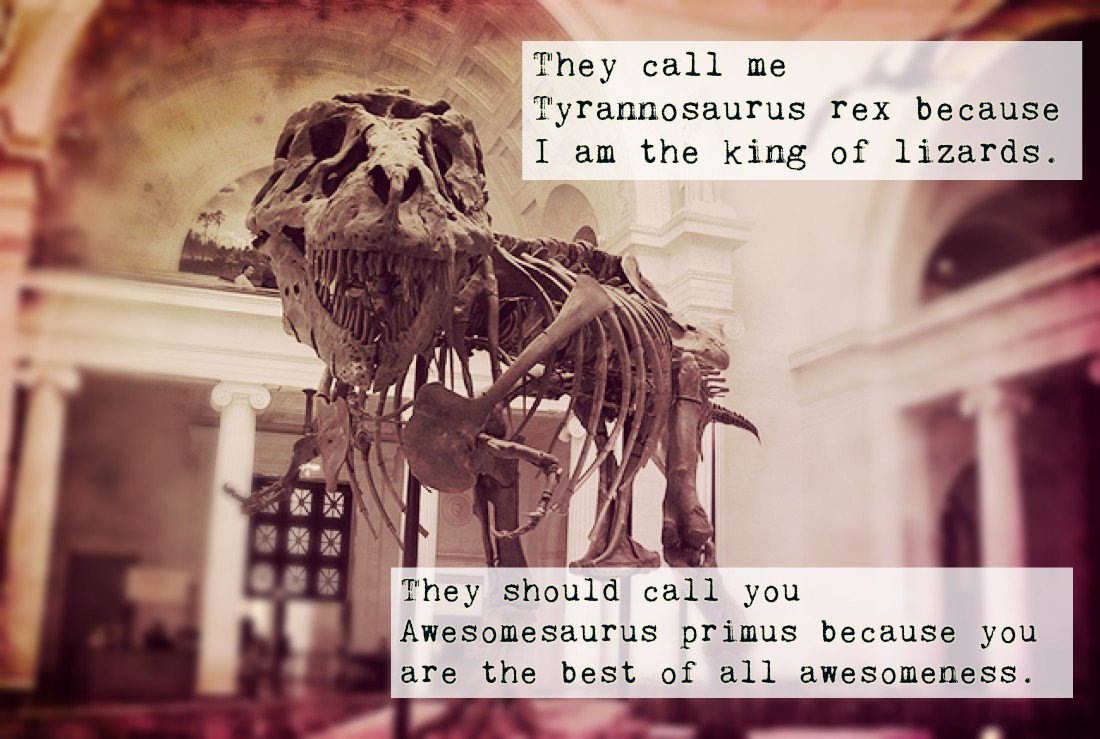 iamnicedino's tweet photo. They should call you Awesomesaurus primus because you are the best of all awesomeness. #nicedino https://t.co/edrNDkYGSm