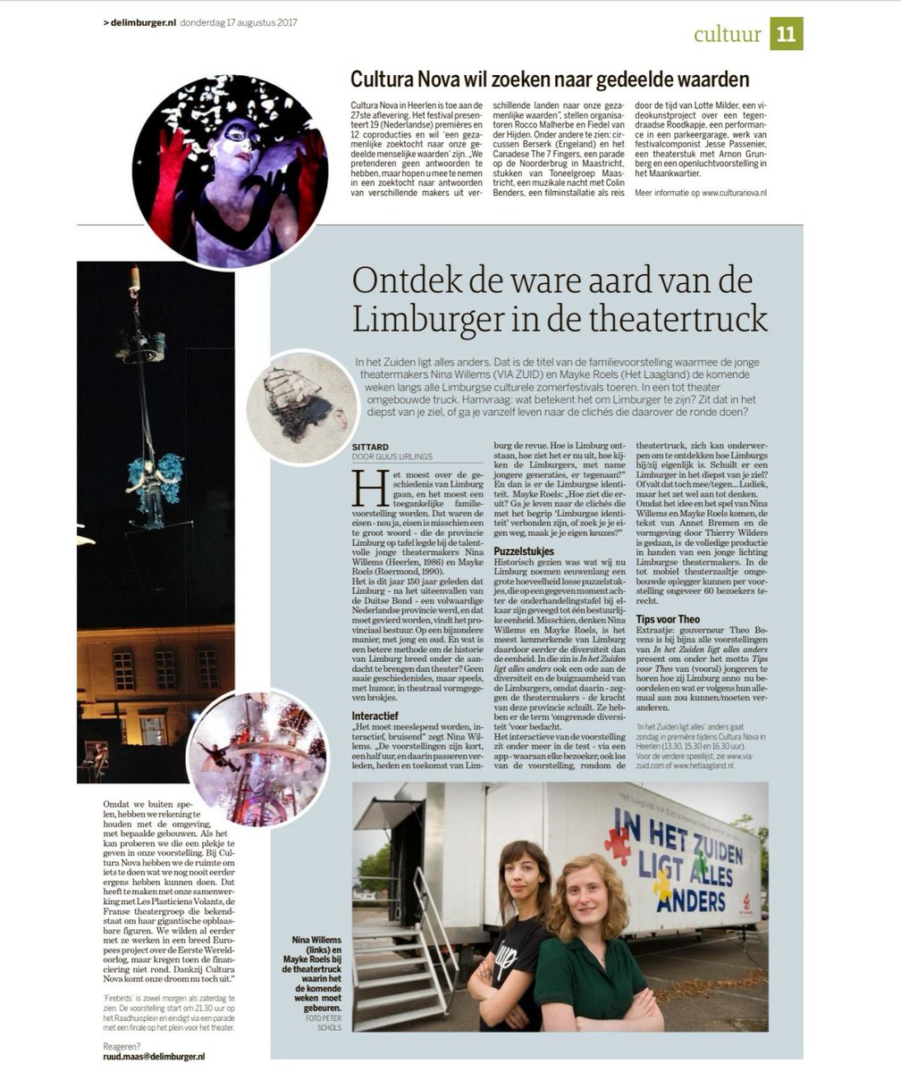 Supertof! Zondag 20/8 gaat 'In het Zuiden ligt alles anders' in première <a href="/CulturaNova/">Cultura Nova</a>. Wat voor Limburger ben jij?
@ViaZuid <a href="/limburg/">Provincie Limburg</a>