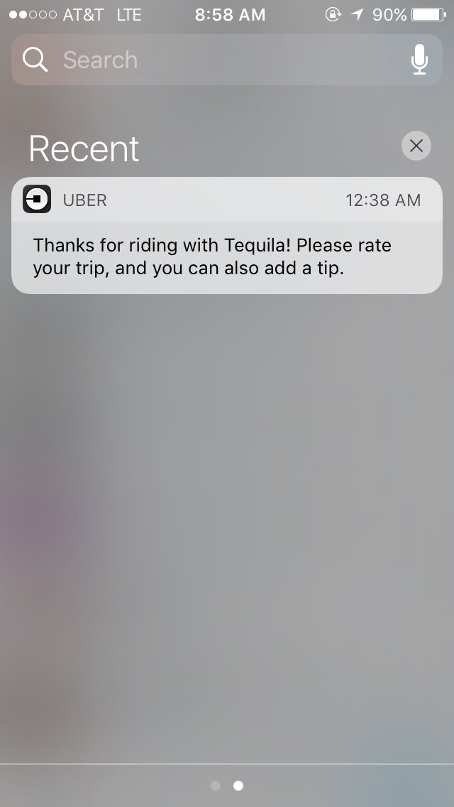 getAATme's tweet photo. My Uber driver was named Tequila so it's safe to say last night went downhill from there https://t.co/ZOunDoI60j
