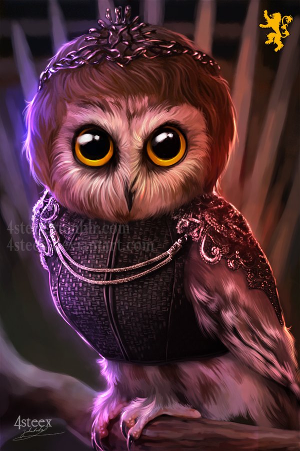 #cersei OWLnister
#animals #digitalpainting #gameofthrones  #jonsnow #owls #westeros #cerseilannister #owldrawing #owlillustration #4steex