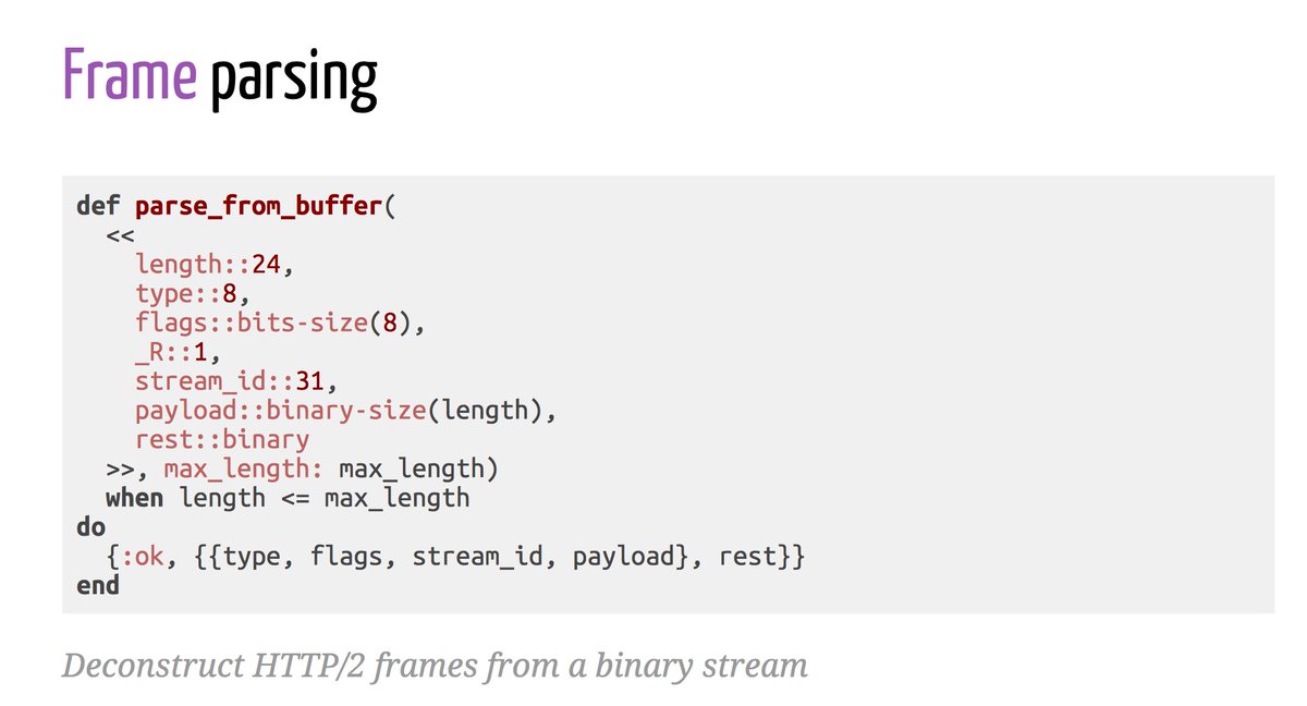 rhwy's tweet image. very impressed by parsing a http2 binary data to structured obj with pattern matching in 1 func in Elixir! thanks @CrowdHailer #elixirldn