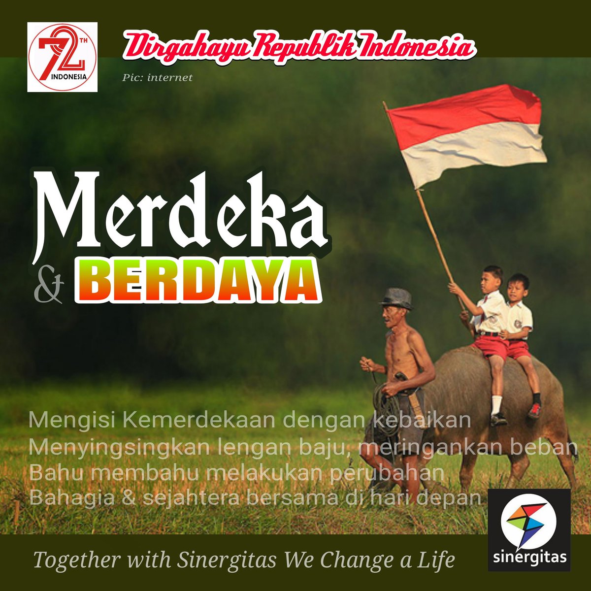 sinergitasID's tweet photo. Mengisi kemerdekaan dg kebaikan.
Bahu-membahu melakukan perubahan.
Bahagian &amp; sejahtera di hari depan.

#Sinergitas
#SocialEntrepreneur https://t.co/1VY33dvSPp