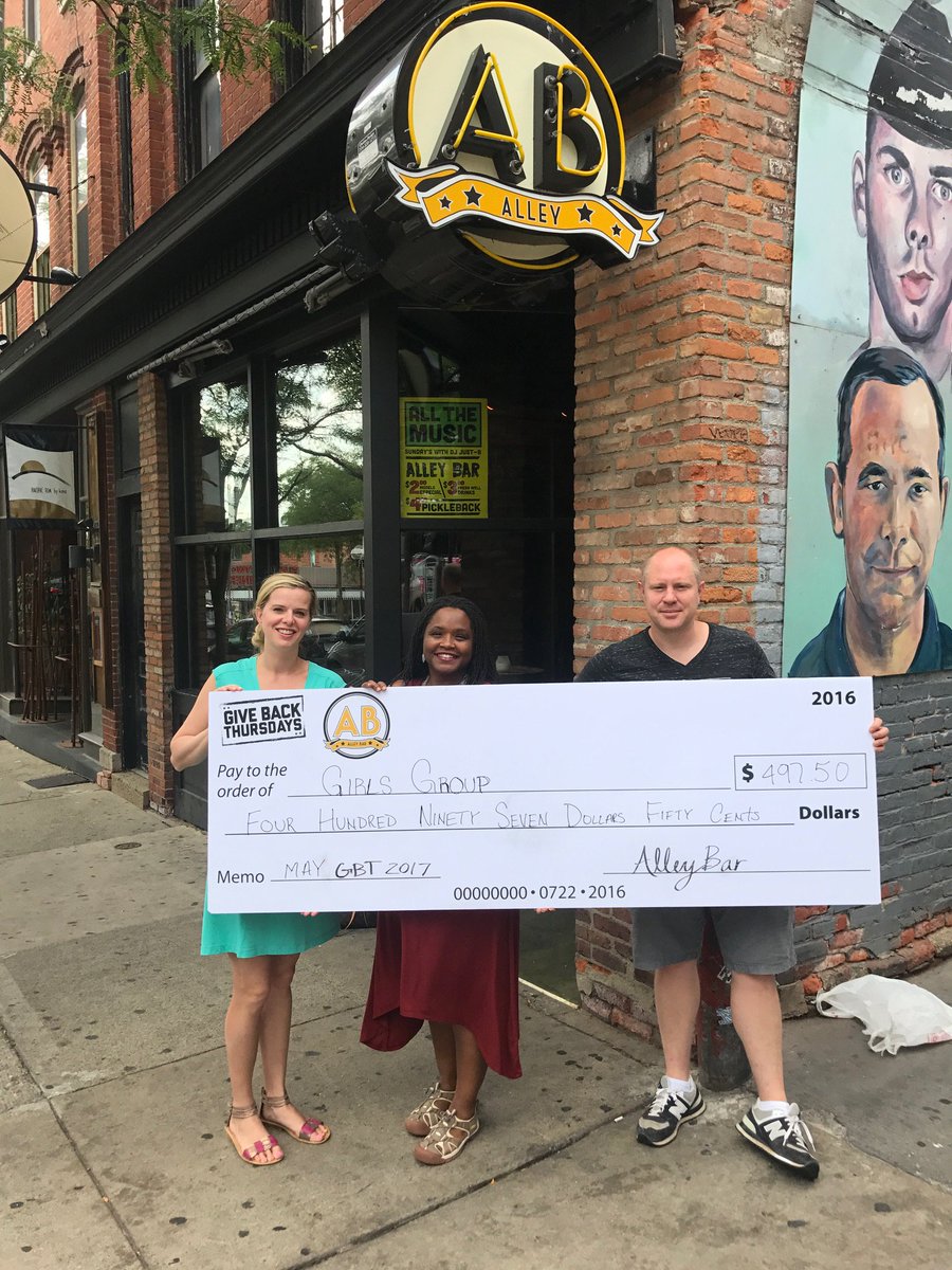 Thank U <a href="/A2AlleyBar/">AlleyBar</a> for supporting us during Give Back Thursdays in May! Your $500 donation helps us build a better future 1 girl at a time!
