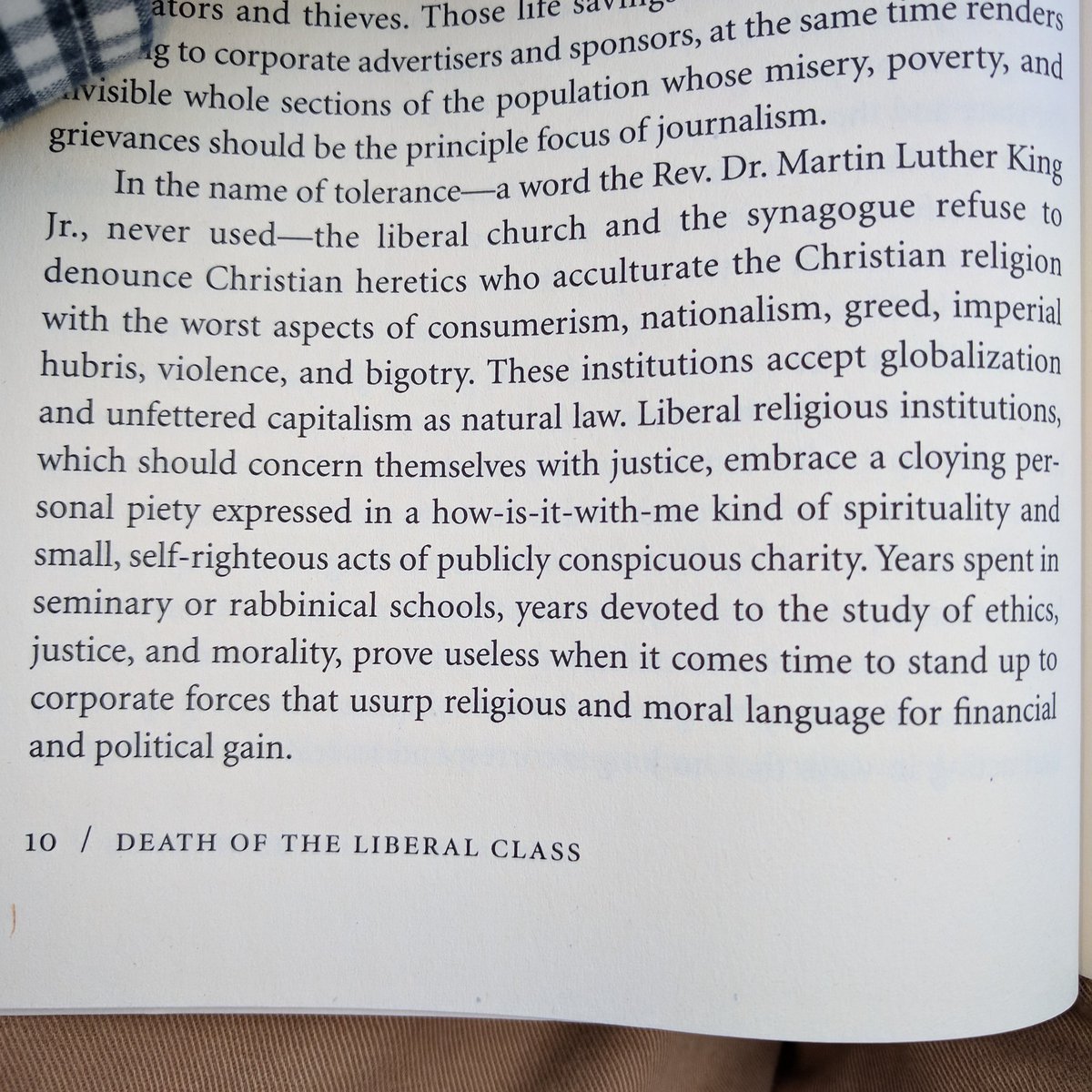 RevGeoffChapman's tweet photo. For what it's worth: being inspired and brutally challenged by @ChrisLynnHedges Death of the Liberal Class. https://t.co/8gRzvK7EwH