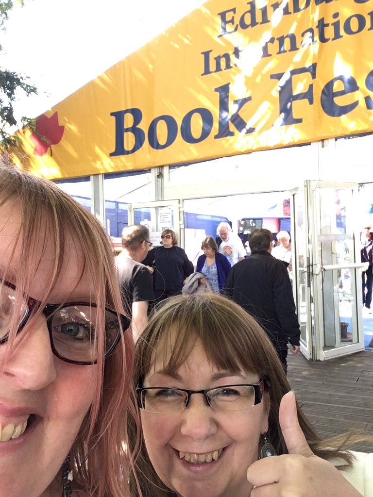ELIZFRAT's tweet photo. Yay, we're here. Love this place! Cue cheesy selfie plus proud author pic #amwriting #amreading #EdinburghBookFestival https://t.co/SO2U80NZ2c
