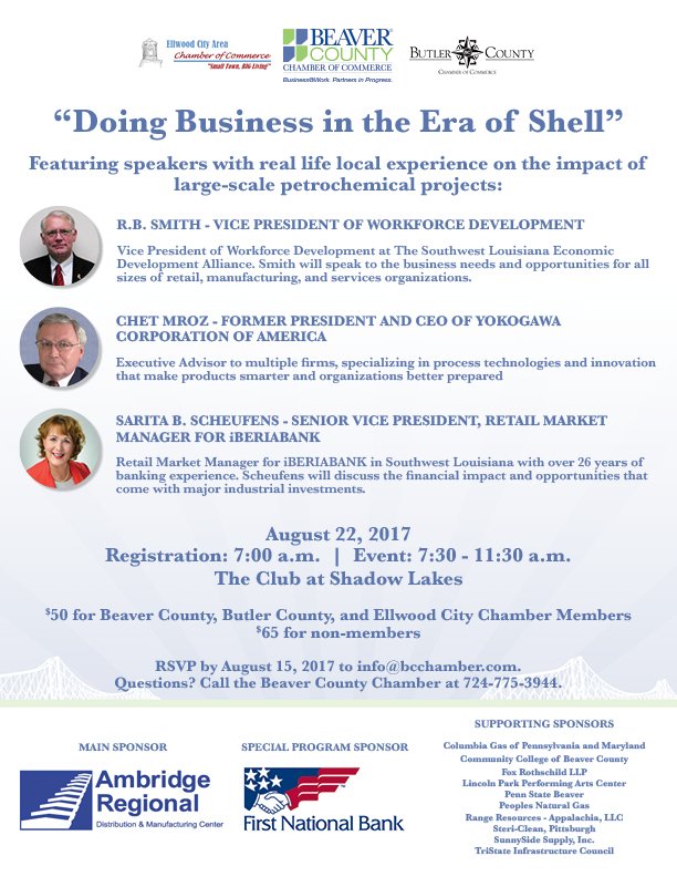 TheBCCC's tweet photo. Today's the LAST CALL for our "Doing Business in the Era of Shell" event! RSVP to info@bcchamber.com! #bceraofshell #beavercounty https://t.co/v8uK8KUdbW