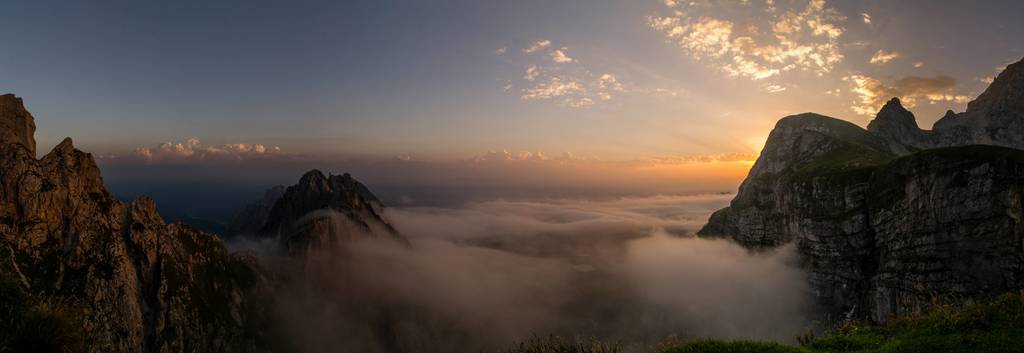 Sunrise at Mangart, Slovenia [OC][11766x4058]