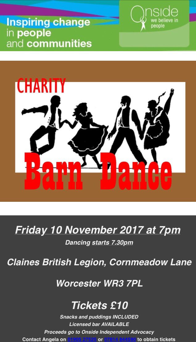 OnsideSwapShare's tweet photo. Anyone up for a do-si-do!? 💃🏼 We are having a barn dance in #Worcester on 10/11/2017 to raise money for @OnsideAdvocacy yeeha! https://t.co/bNa8inUfvh