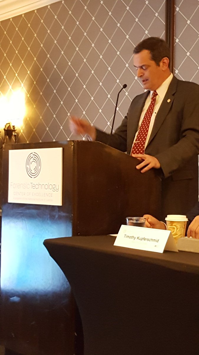 dslackette's tweet photo. Thank you John Boyd from OBIM for kicking off the final day of @ForensicCOE #rapidDNA forum. Great update on databasing initiatives. #ftcoe https://t.co/aNonR1q1ML