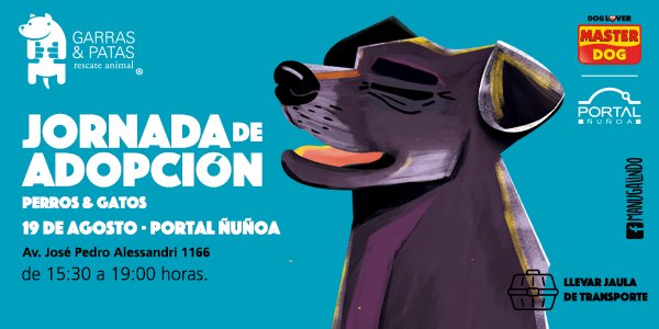 Este invierno dale calor a tu hogar. ¡ADOPTA un rescatado y gana un amigo incondicional! #JornadaGyP Sábado 19/8 <a href="/portalnunoa/">Portal Ñuñoa</a> #buscadog