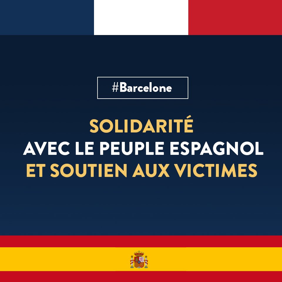 #Barcelone
Solidarité avec le peuple espagnol et soutien aux victimes du terrorisme 🇫🇷🇪🇸