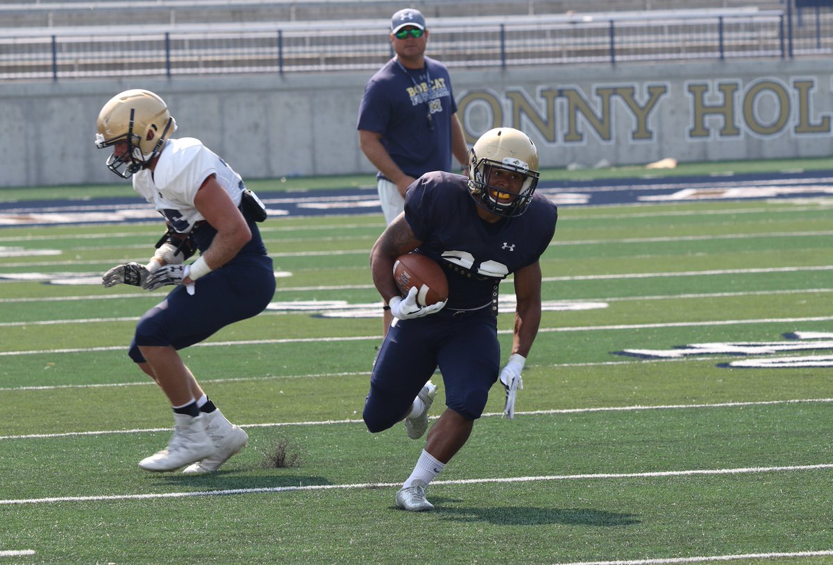 MSUBobcats's tweet photo. Still plenty to get done at Bobcat Stadium! 

@MSUBobcatsFB getting prepped for its Saturday Scrimmage. #GoCatsGo #CatsInCamp https://t.co/m6S2VtpMxt