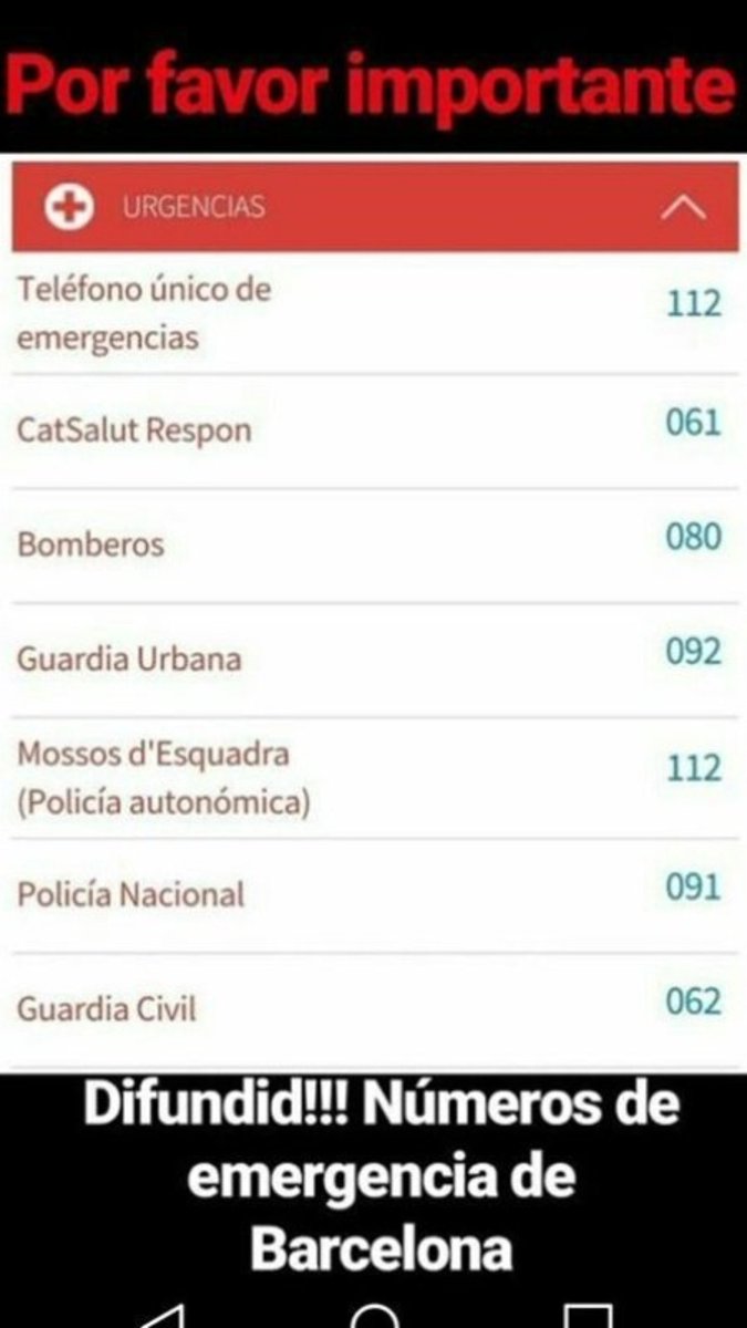 Ivaninho_FCB's tweet photo. NÚMEROS DE EMERGENCIA:

UN RT NO CUESTA NADA, GRACIAS.

#Barcelona https://t.co/Pnn4dqZmtm