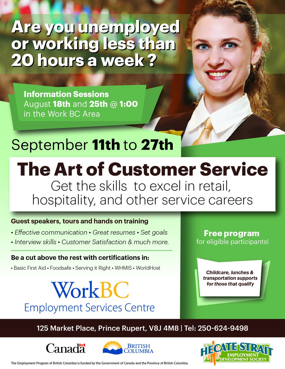 hseds's tweet photo. The Art of Customer Service is a free Program for eligible participants. Check out our info sessions on Aug 18 &amp; 25 to see if you qualify. https://t.co/JMljDLXXKV
