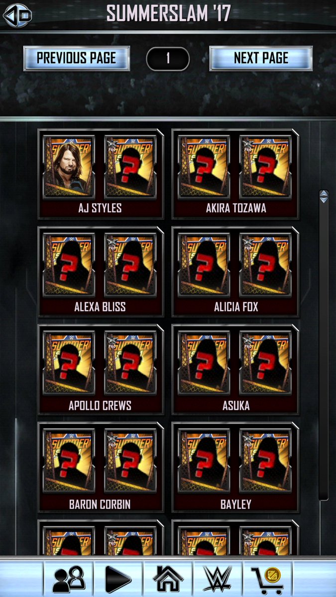 SAHFTW's tweet image. Just noticed that AJ is the first card of #SumnerSlam'17 tier in catalog, just like my last year's SS freebie Aiden was. #WWESuperCard