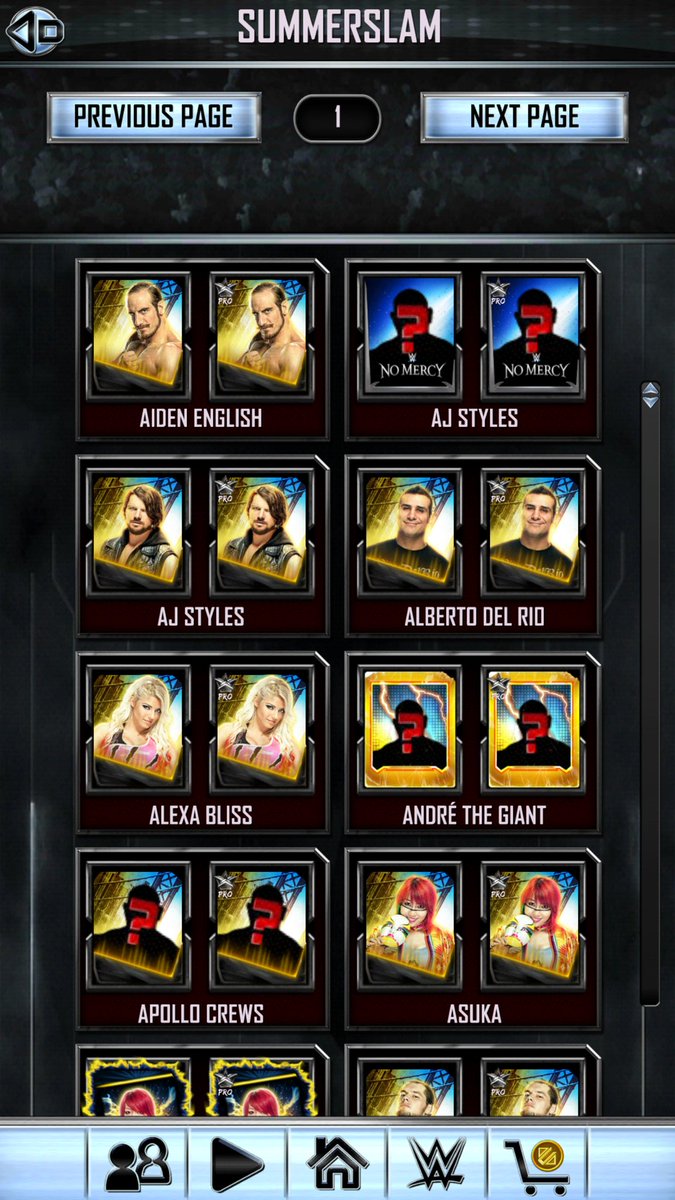 SAHFTW's tweet image. Just noticed that AJ is the first card of #SumnerSlam'17 tier in catalog, just like my last year's SS freebie Aiden was. #WWESuperCard