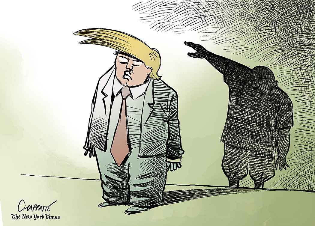 chappatte's tweet photo. Dans l'ombre de Trump - © Chappatte in The New York Times https://t.co/nVihXJJGJO