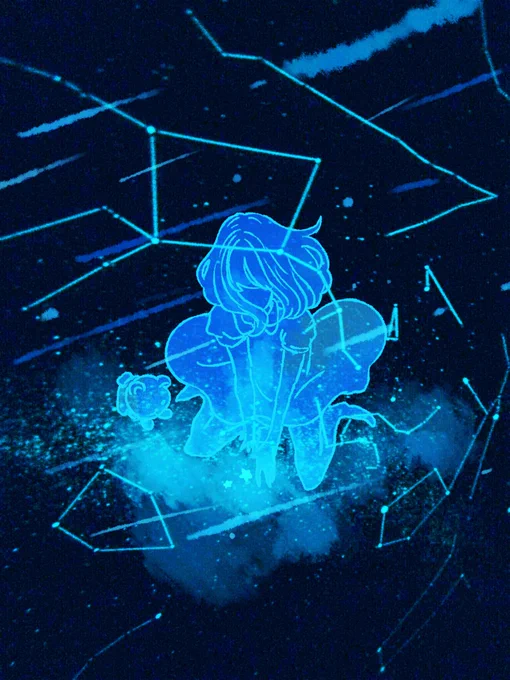 こっそり描いてる女の子とくまちゃんシリーズ(夜景含み) 