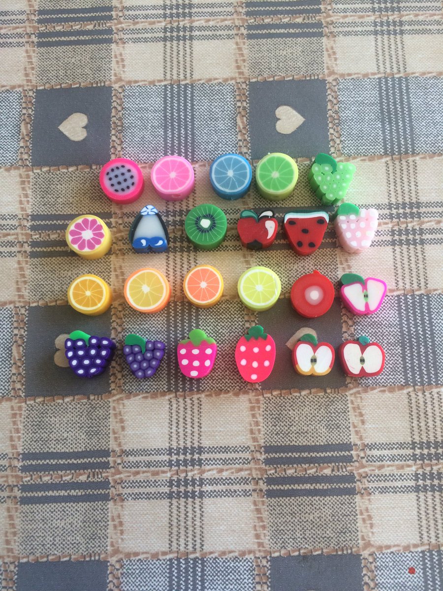 ToadstoolCraft2's tweet image. One of each style from the fruit bead delivery! It's almost like a bead menu of the things that will be made 😂