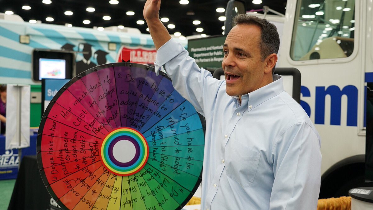 GovMattBevin's tweet photo. Kicked off Duffel Bag Drive for KY's foster youth at @kystatefair w/ @CHFSKy this morning! Learn more, here: https://t.co/rXn5IiRrT4 https://t.co/cNyshHE6ax