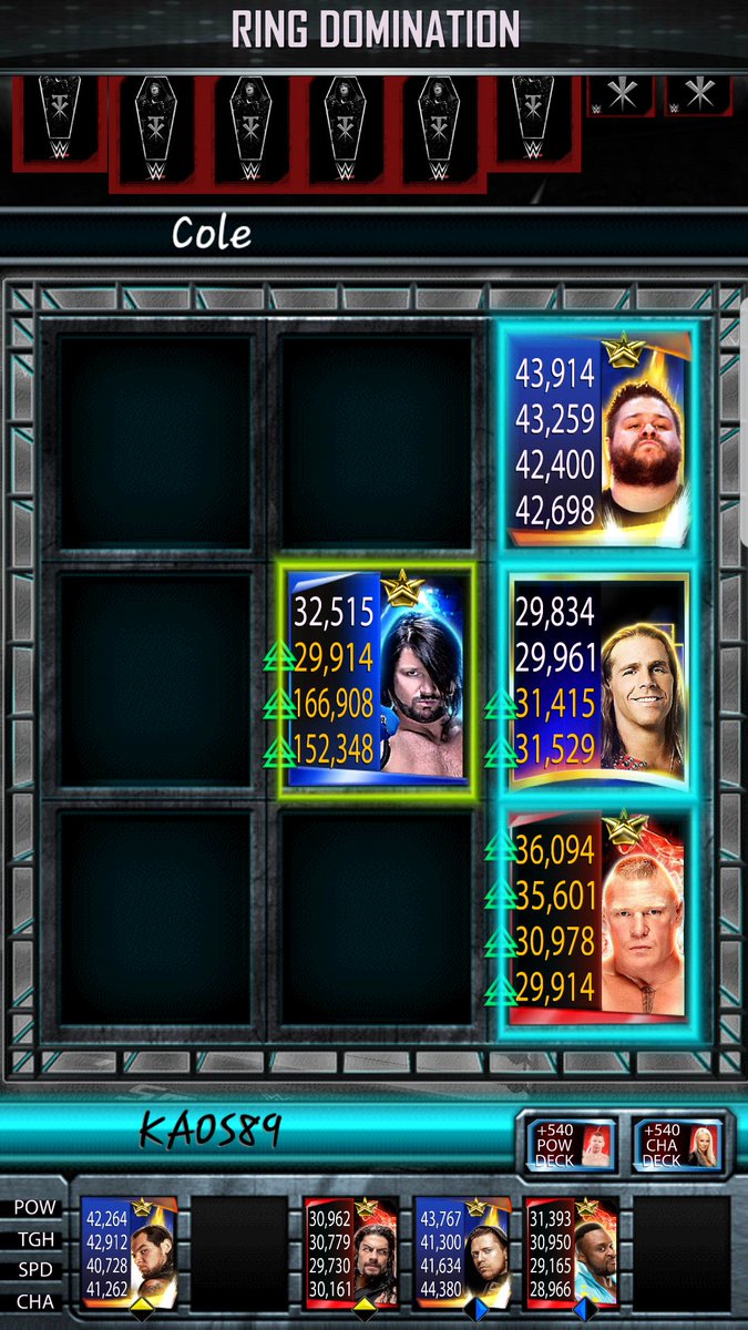 JamesLC89's tweet photo. @WWESuperCard Check out the stats on A.J. in the middle. https://t.co/mmwV6lu3lu