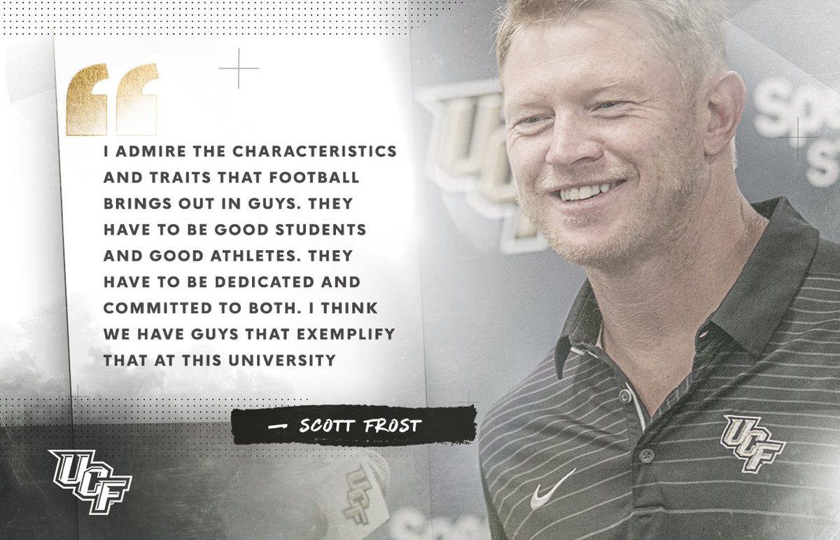 UCF_Football's tweet image. We're here to excel in all facets of life. ⚔️

@coach_frost knows that! #RiseandConquer