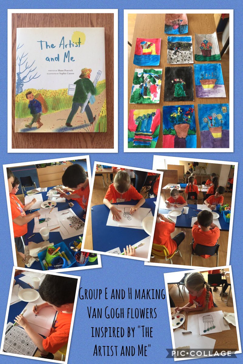 mrs_jborges's tweet photo. Group E &amp; H created Van Gogh flowers after reading "The Artist and Me" @HWDSBCampPower https://t.co/sD6ZAn87L5