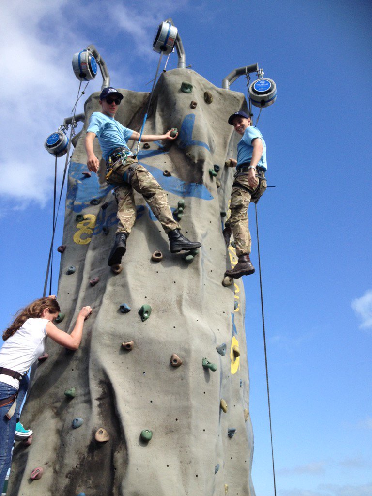 Cdt climbing wall supervisors having their go at Airbourne !