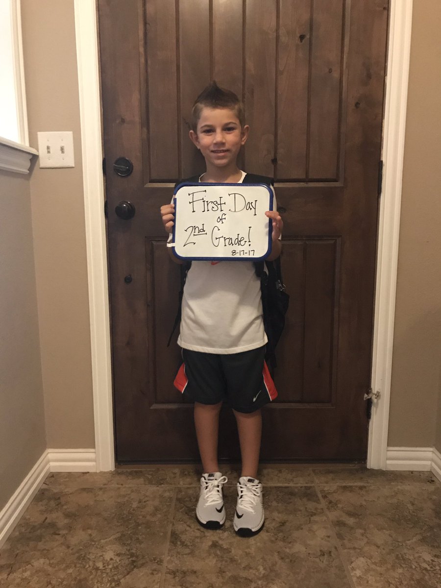 sarahsnellgrove's tweet photo. Here he comes, 2nd grade! Can't wait to see all his accomplishments this year! #dpsday1 https://t.co/4xSfRczFk8