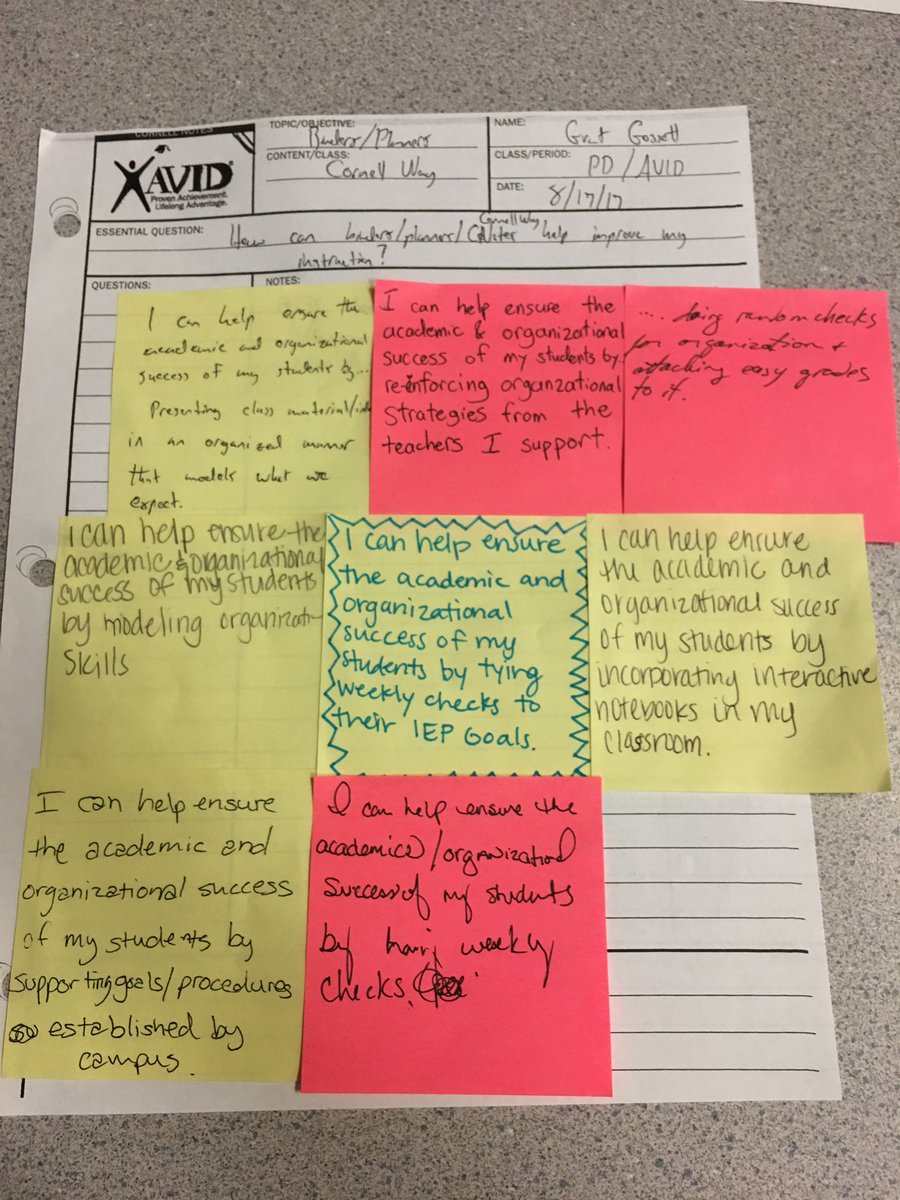 CoachGTGossett's tweet photo. What we can do to help promote organization with in our students!@IHS_AVID https://t.co/LpSQa5H15z