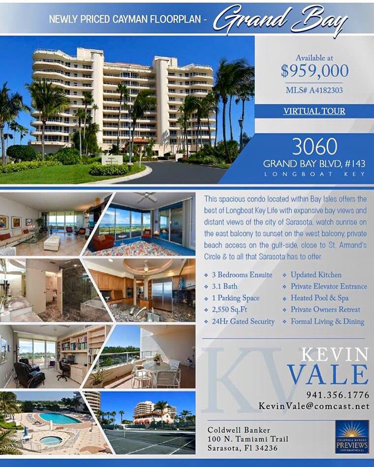 KevinValeSRQ's tweet photo. Grand Bay Condo-Great Price-Wonderful Floorplan-Motivated Seller🌴#SRQ #LBK #waterviews #greatvalue #Privatebeachclub #golf @CB_Florida https://t.co/DGma39dPDF