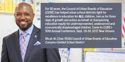 ALL children deserve a high quality public education without barriers 2 learning. Join us <a href="/NSBAComm/">National School Boards Association</a> #CUBE50th bit.ly/2fsNHxv
