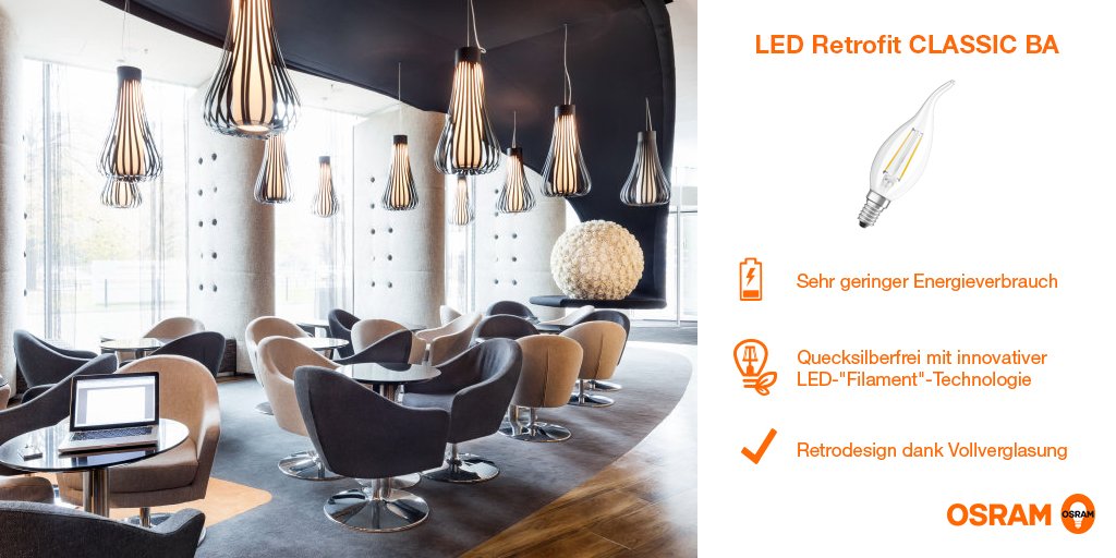 In jedem Raum ein Blickfang – unsere LED Retrofit CLASSIC BA. 
osram-lamps.de/ekatalog/lampe…