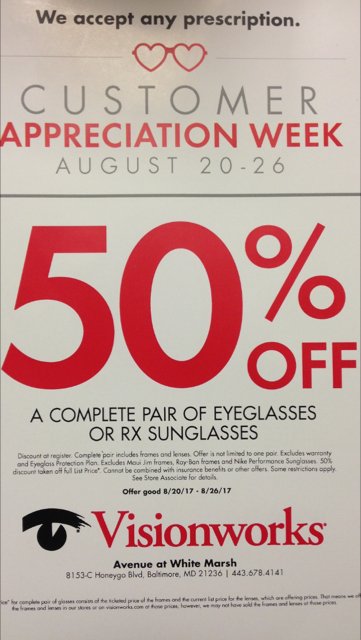THEAVENUEatWM's tweet photo. Need new glasses? Visionworks customer appreciation week is next week. https://t.co/74rrpbs5lm https://t.co/q6rcgGEbfn