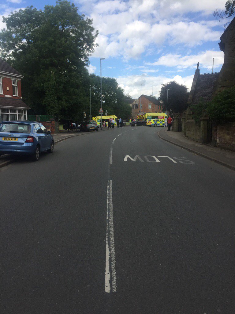 Policingstoke's tweet photo. Please avoid Upper Belgrave Road, Normacot. All emergency services on scene swiftly &amp; helping all involved. https://t.co/UoV8aYqYOi