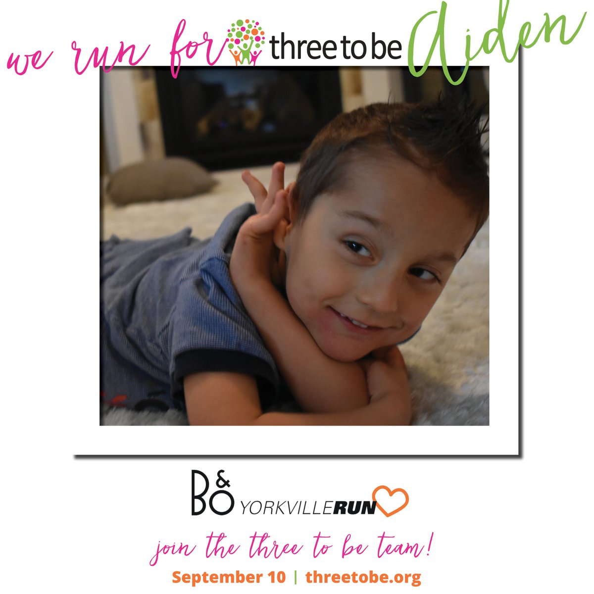 threetobe's tweet photo. Who are you running for? Join #threetobe in the @YorkvilleRun so Aiden can attend #music therapy, it's his fav! https://t.co/hEYlIAPQmo https://t.co/laFxf5v36X