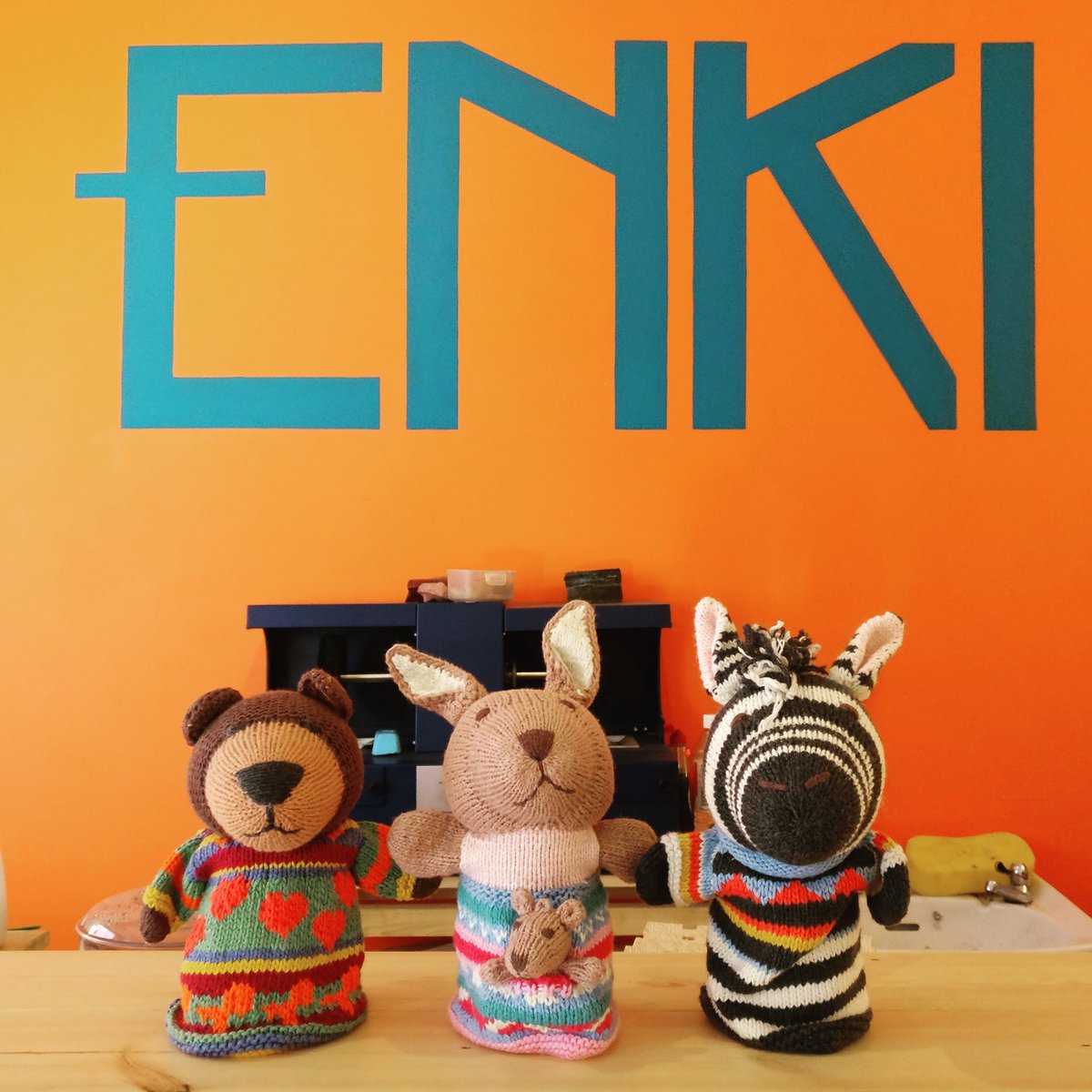 Come and meet out gorgeous gang of hand knitted organic cotton puppets 😍 #handknitted #babyshower #moseley #kingsheath