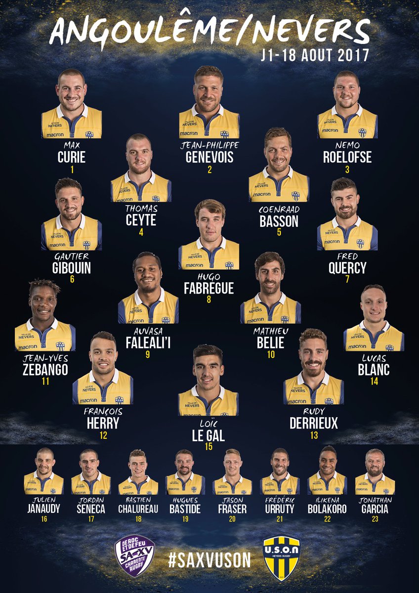 Rdv demain 20h au Stade Chanzy pour le 1er choc de #PROD2 face à <a href="/SAXV_Charente/">SA XV Charente Rugby</a> ! On compte sur votre soutien ! #TousJauneEtBleu