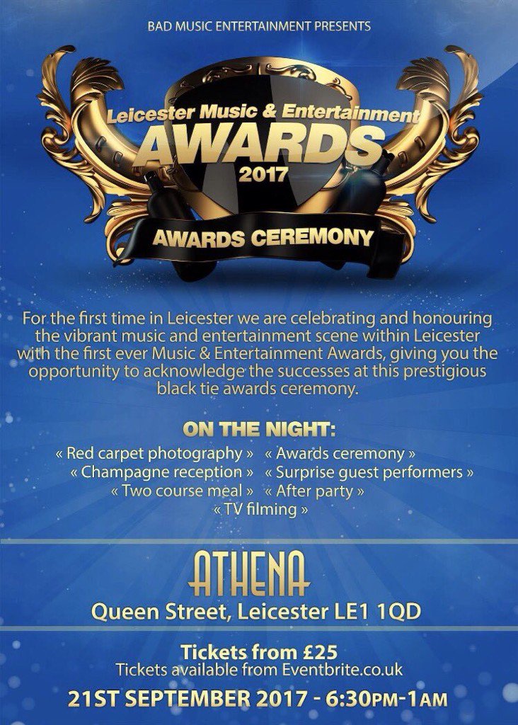 Have you got your tickets yet? Leics 1st music &amp; entertainment awards. Don't miss it eventbrite.co.uk/e/leicester-mu…