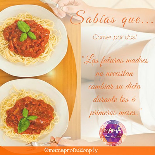 Las  futuras madres no necesitan cambiar su dieta durante los seis primeros meses. Info gracias a nuestro medio aliado Mamá Una Profesión
