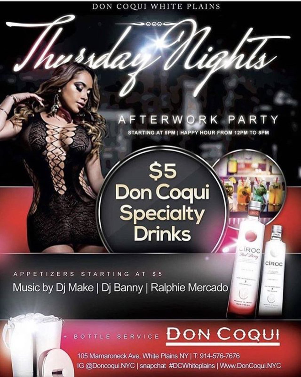 RalphieMercado's tweet photo. Tonight @doncoqui.nyc #ThursdayNight #AfterWork #HappyHour #PartyWithRalphie #MegaDJs #ClubKingz #Swoogy #MegaAfterparty https://t.co/gaskMmKLv3