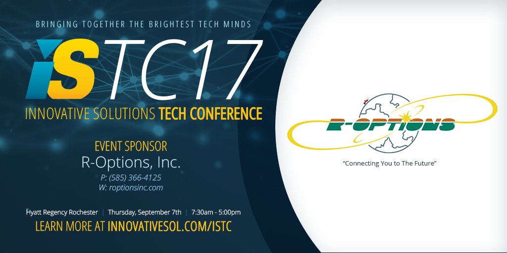 InnovativeSol's tweet image. Register now and visit with @ROptionsInc at the Tech Conference Sept 7th bit.ly/2wXEgtA #ISTC17 #ROC #Partnership