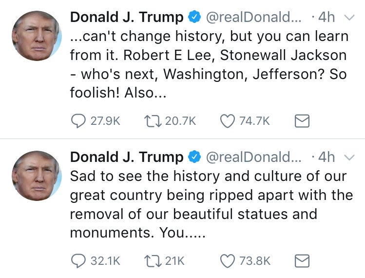 No. This is about the hate those monuments represent. And it’s about your shameless fueling of racism and prejudice for political gain.