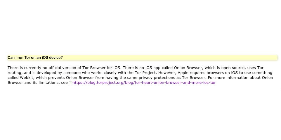 torproject's tweet photo. This is one of our most frequently asked Qs: Can you run Tor on an iOS device? 
https://t.co/mcVFcjkZ9Q https://t.co/3JaQw15stD