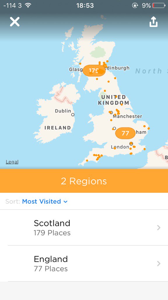 TweetInPassing's tweet photo. We've been busy. All the little dots are places we've been so far in the UK 🇬🇧… https://t.co/aeED4gF1lo