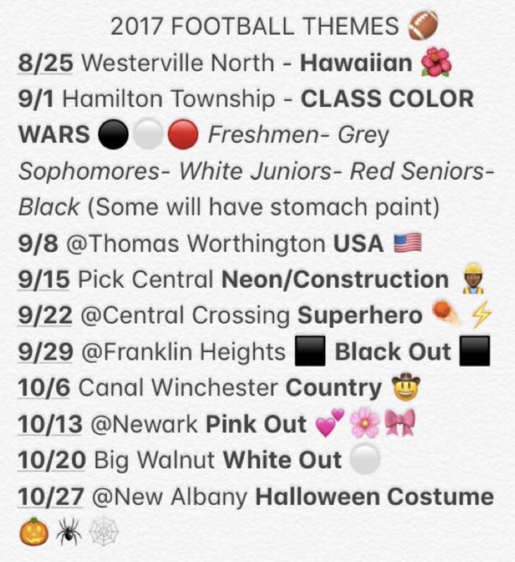 Here are the themes for the 2017 football season ‼️